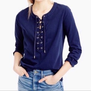Navy J.Crew Lace Up Shirt